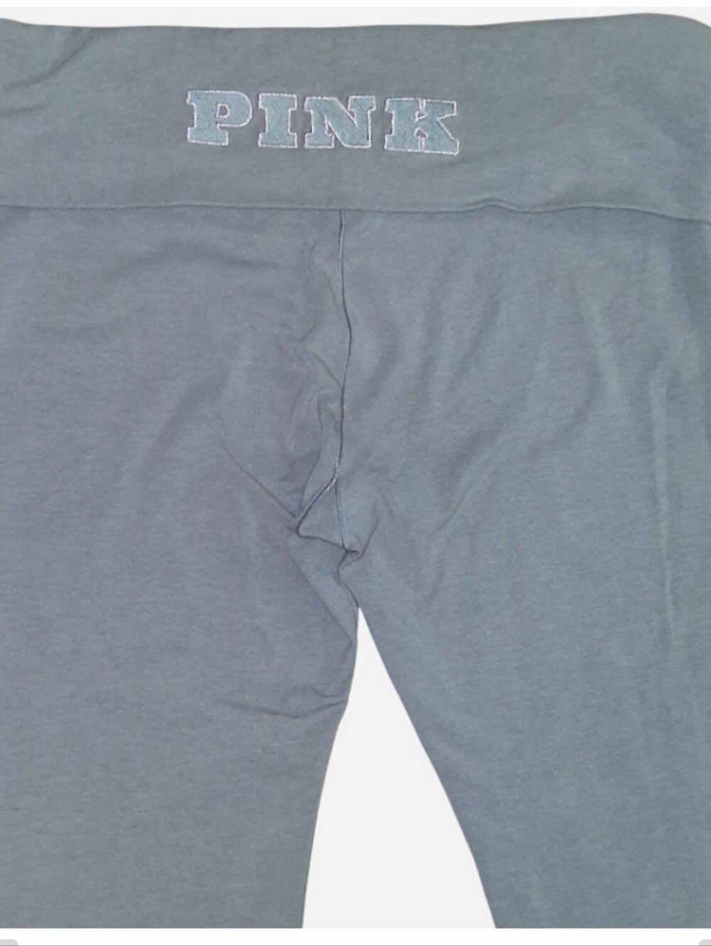 PINK Victoria's Secret Gray Flare Leggings with Fold Over Logo Waistband